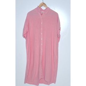 Silence + Noise Anthropologie Pink pin stripe midi shirt dress size large
